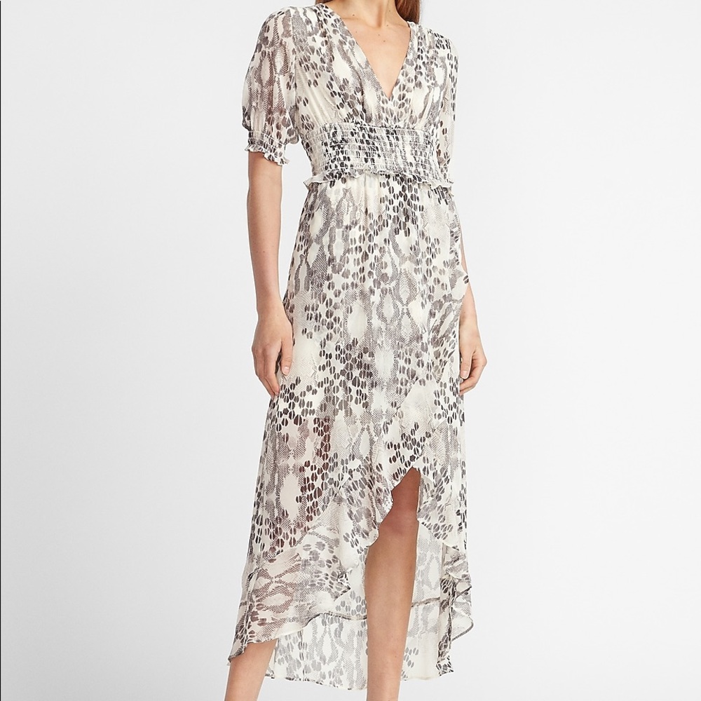 NWT! Express Animal Print Smocked Waist Midi Dress